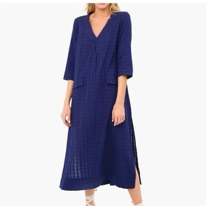 Pomander Place Tuckernuck Carolina Caftan Maxi Blue Navy XXL Plus EUC